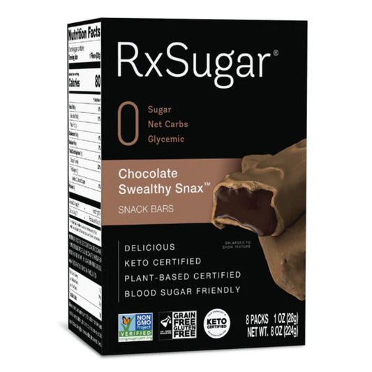 RXSUGAR - Chocolate Swealthy Snax Bar 8OZ ( Pack of 6)
