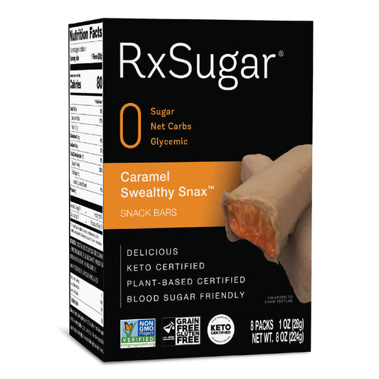 RXSUGAR - Caramel Swealthy Snax Bar 8OZ ( Pack of 6)