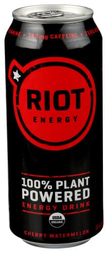 Riot Energy, Cherry Watermelon Plant Based Energy Drink, 16 oz
 | Pack of 12 - PlantX US