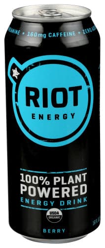 Riot Energy, Berry Plant Based Energy Drink, 16 oz
 | Pack of 12 - PlantX US