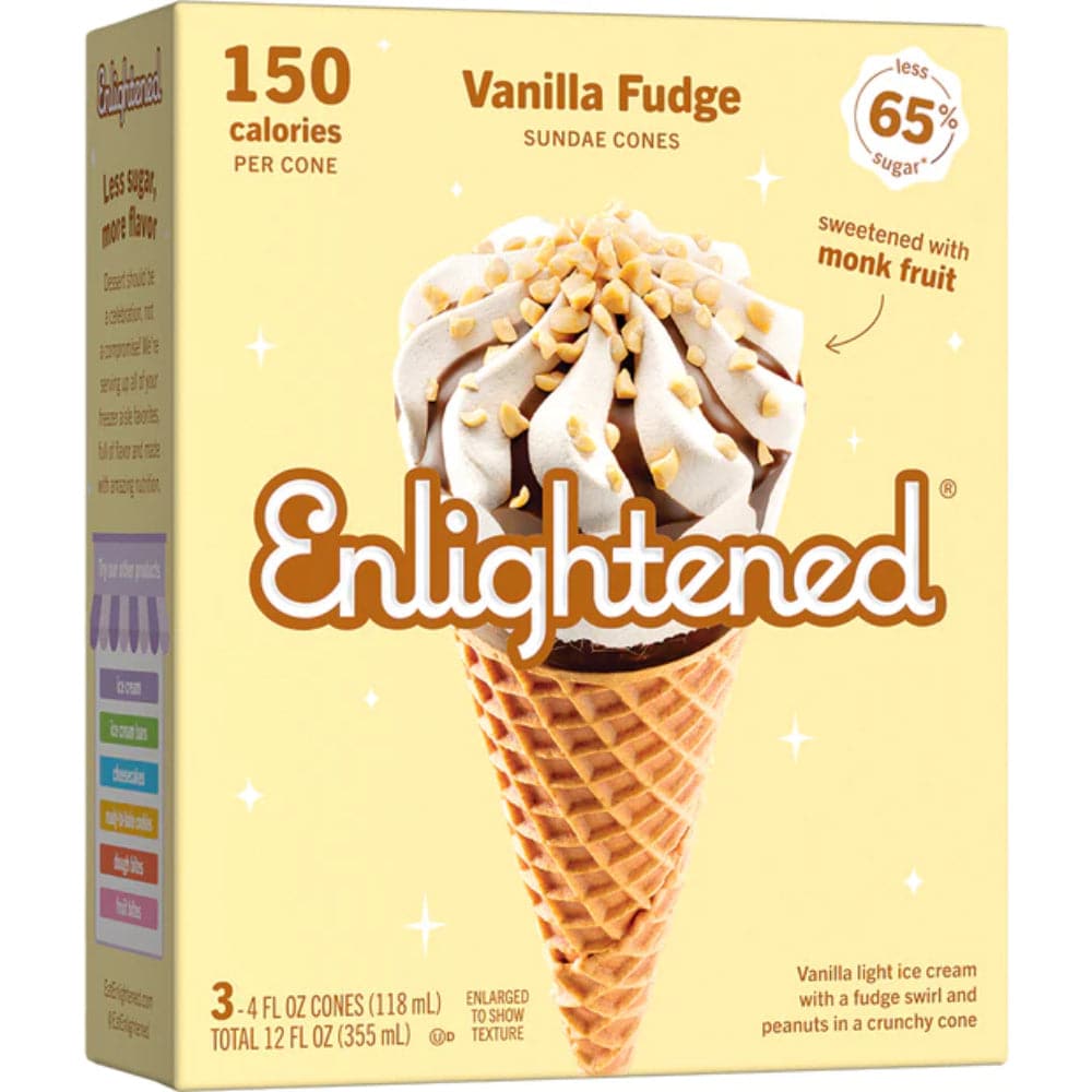 Enlightened Vanilla Fudge Ice Cream Sundae Cones 12 Oz - Pack of 6