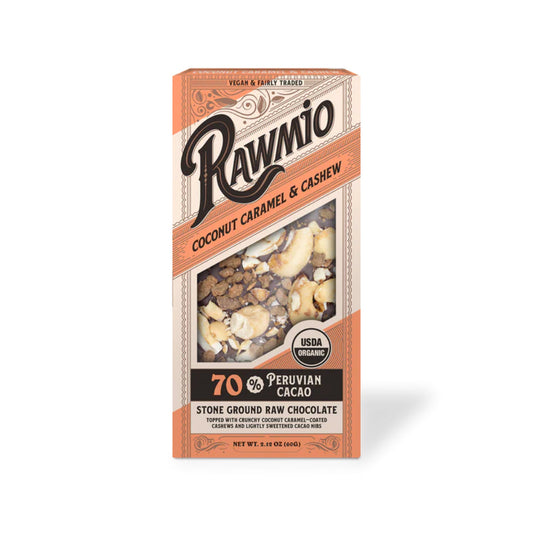 RAWMIO - Coconut Caramel & Cashew Bark 70% Peruvian Cacao 2.12OZ ( Pack of 12)