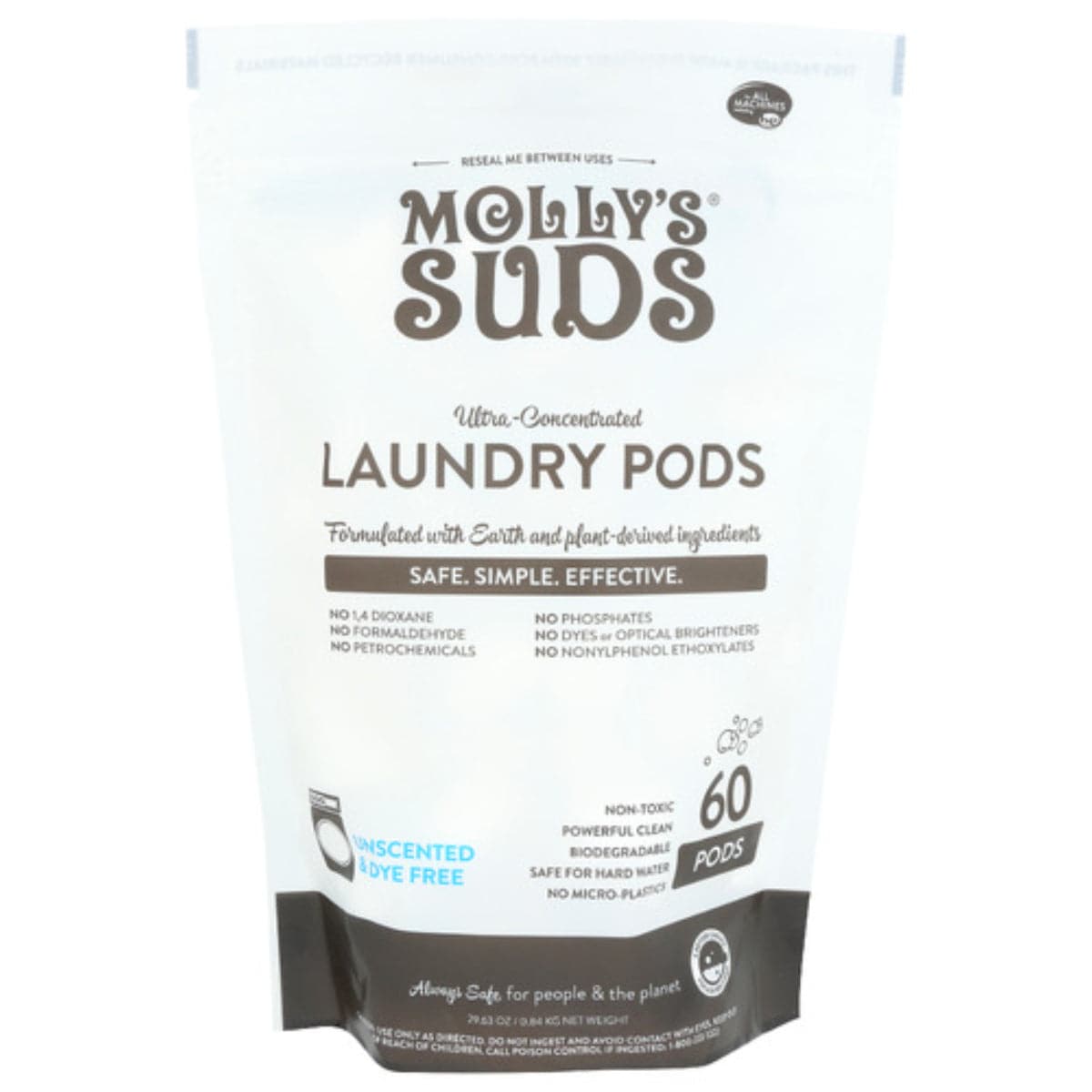 Mollys Suds - Ultra Concentrated Laundry Detergent Pods 60Ct 29.63 OZ - Pack of 12