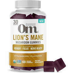 Om Mushroom Superfood - Lion's Mane Mushroom Gummies Strawberry, 60 Each - Pack of 1