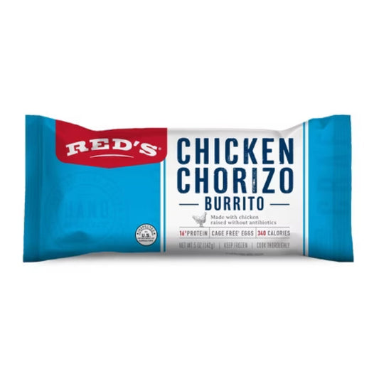 REDS - Frozen Chicken Chorizo Egg Cheese Breakfast Burrito 5oz, (Pack of - 12 )