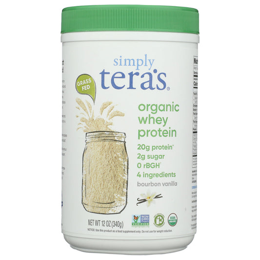 SIMPLY TERAS - Organic Bourbon Vanilla Whey Protein 12OZ ( Pack of 1)