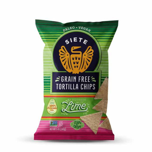 SIETE -  Lime Grain Free Tortilla Chips 5OZ ( Pack of 12)