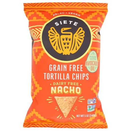 SIETE - Grain Free Tortilla Chips, Nacho 5OZ ( Pack of 12)