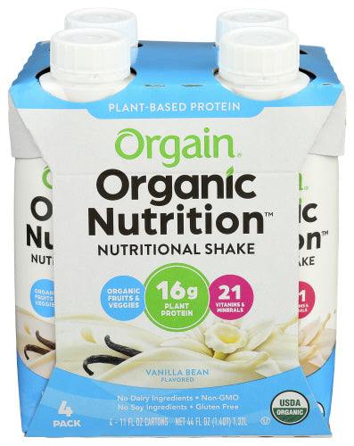 ORGAIN - Vegan Protein RTD Vanilla 4-Pack Organic 44FO ( Pack of 3)