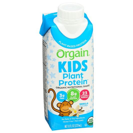 ORGAIN - Kids Plant Protein Shake Vanilla 8FO ( Pack of 12)