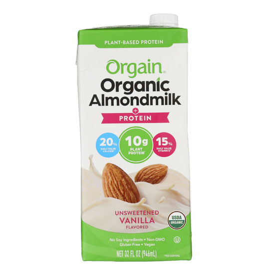 ORGAIN - Unsweetened Vanilla Organic Almond Milk 32FO ( Pack of 6)