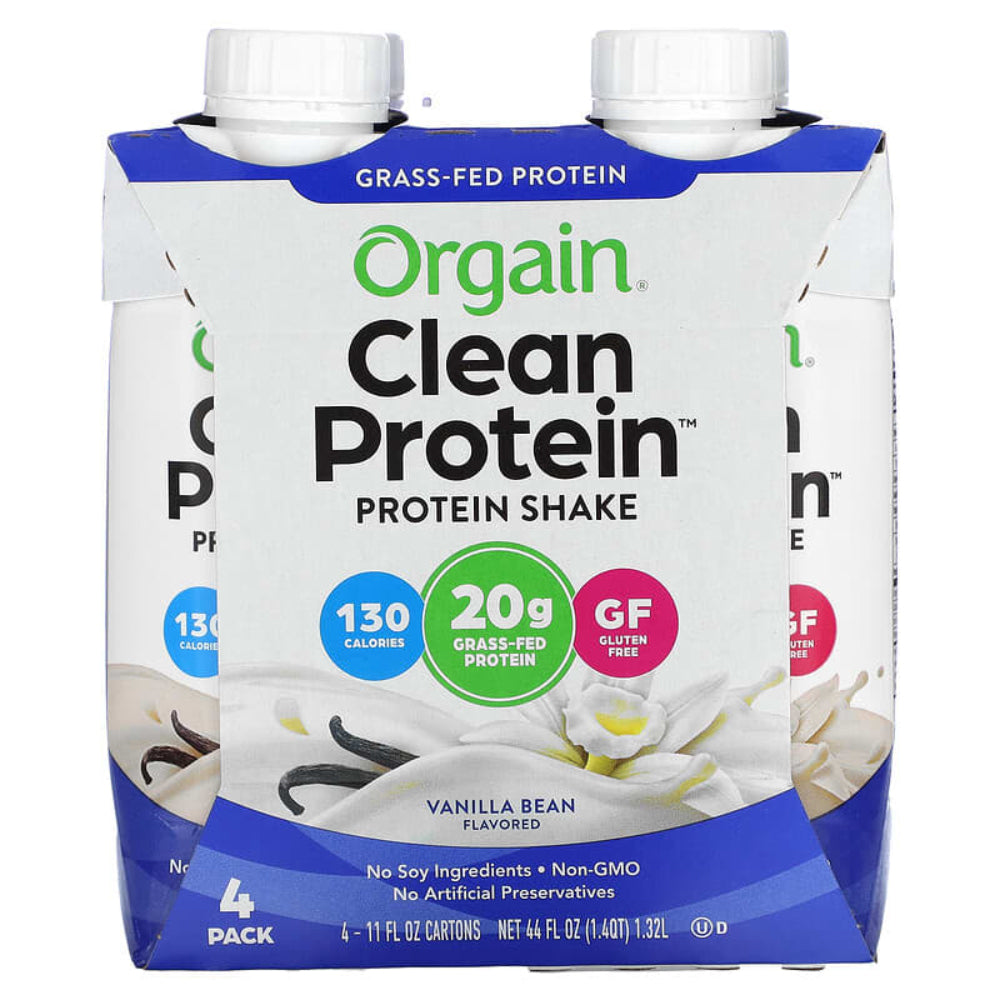 ORGAIN - Clean Protein Shake Vanilla Bean - Pack of 4 44FO ( Pack of 3)