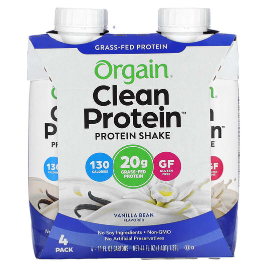 ORGAIN - Clean Protein Shake Vanilla Bean - Pack of 4 44FO ( Pack of 3)