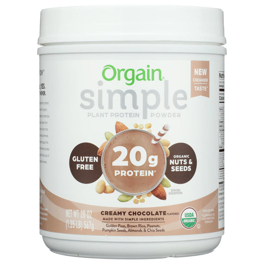 ORGAIN - Organic Simple Chocolate Protein Powder 20OZ ( Pack of 1)