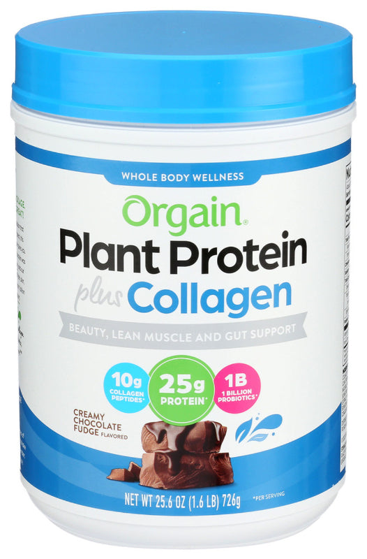 ORGAIN - Protein Powder + Collagen, Creamy Chocolate Fudge 25.6OZ ( Pack of 1)
