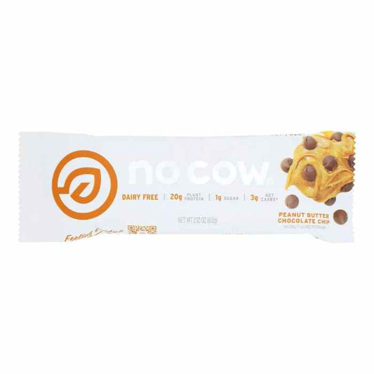 NO COW BAR - Peanut Butter Chocolate Chip Protein Bar 2.12OZ ( Pack of 12)