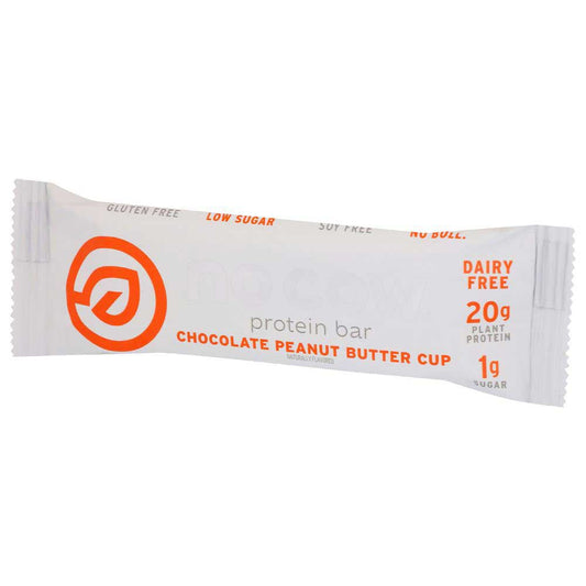 NO COW BAR - Chocolate Peanut Butter Cup Bar Dipped 2.12OZ ( Pack of 12)