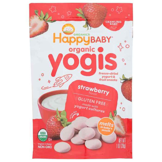 HAPPY BABY - Organic Strawberry Yogurt Snacks 1OZ ( Pack of 8)
