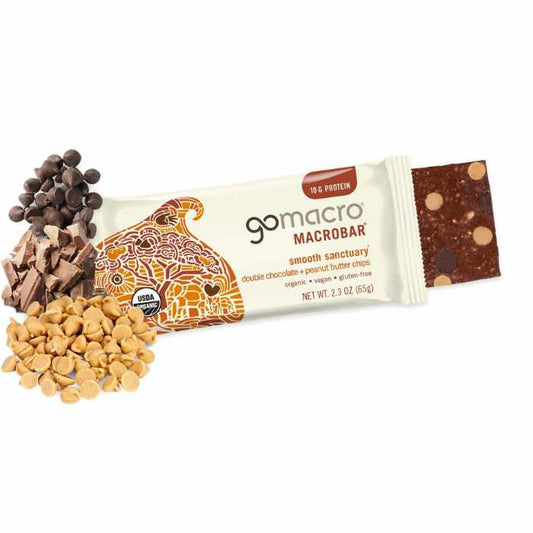 GOMACRO - Double Chocolate Peanut Butter Bar 2.3OZ ( Pack of 12)