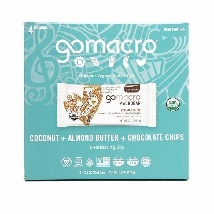 GOMACRO - Coconut Almond Butter Chocolate Chip Bar 9.2OZ ( Pack of 7)
