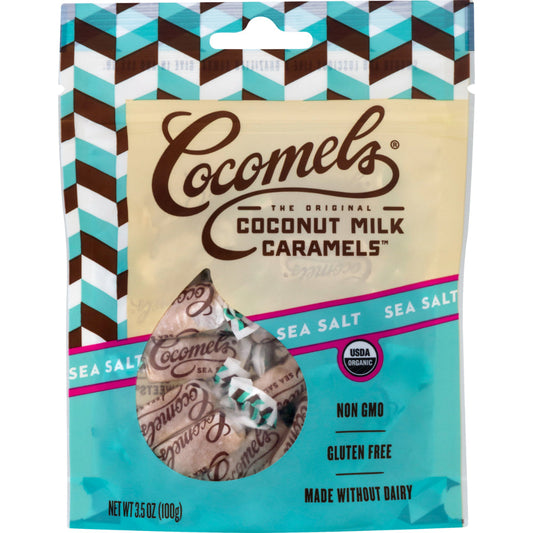 COCOMELS - Caramels Sea Salt Pouch Organic 3.5OZ ( Pack of 6)
