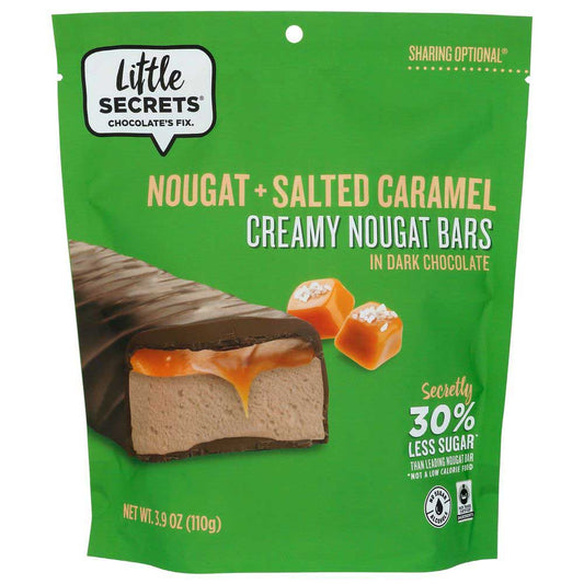 Little Secrets - Dark Chocolate Salted Caramel Nougat Bar, 3.9 Oz - Pack of 6