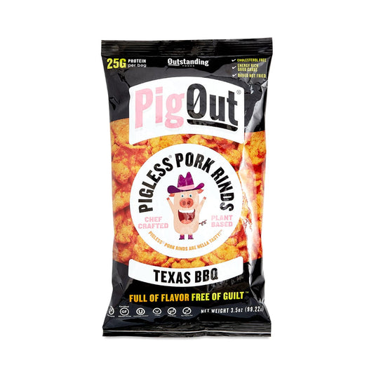 Pigout Vegan Pork Rind Texas Bbq, 3.5 oz
 | Pack of 12 - PlantX US