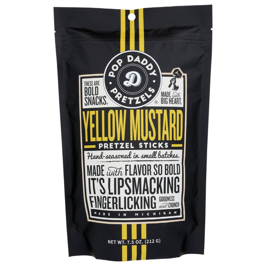 POP DADDY POPCO - Yellow Mustard Pretzels 7.5OZ ( Pack of 12)