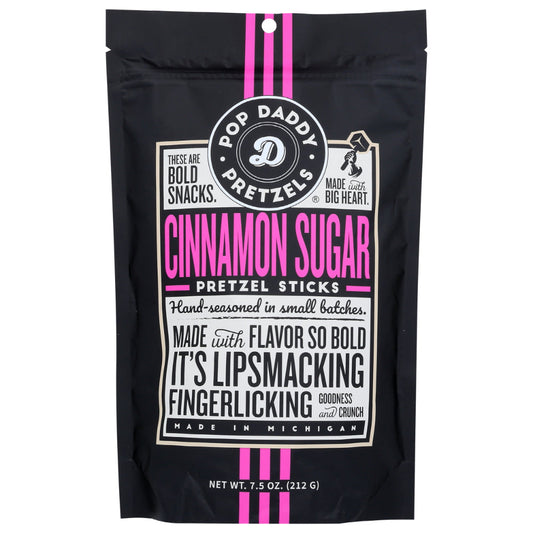 POP DADDY POPCO - Cinnamon Sugar Pretzels 7.5OZ ( Pack of 12)