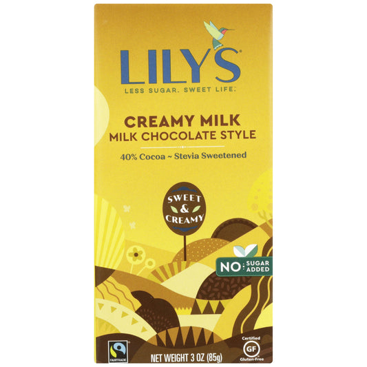 LILYS SWEETS - Creamy Milk Chocolate Bar 3OZ ( Pack of 12)