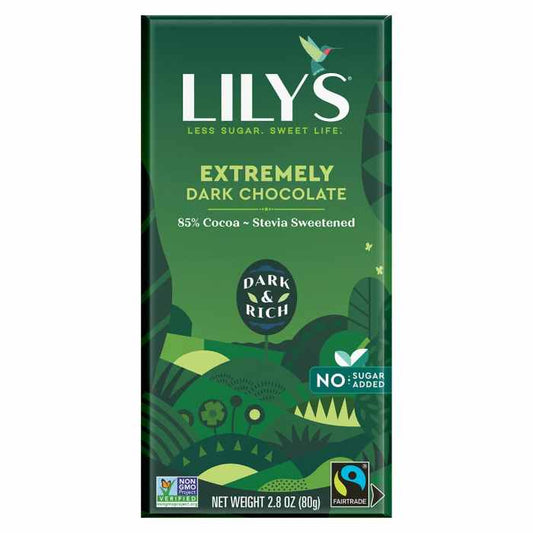 LILYS SWEETS - Extra Dark Chocolate Bar 85% 2.8OZ ( Pack of 12)