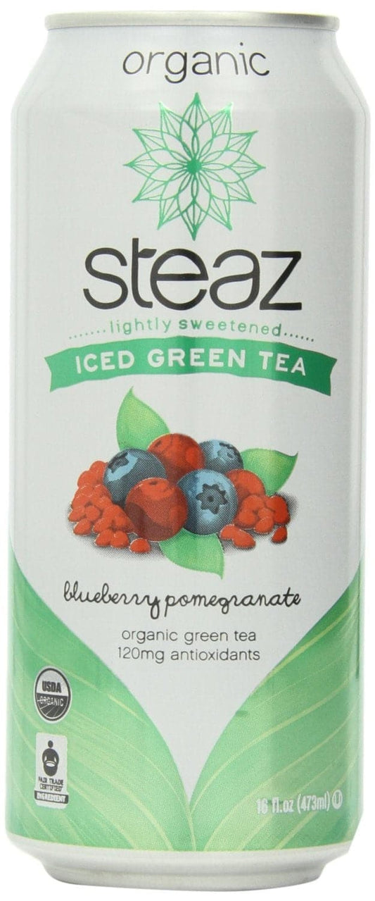 Steaz Organic Iced Green Tea, Blueberry & Pomegranate, 16 oz
 | Pack of 12 - PlantX US