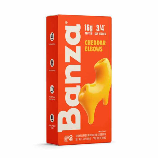 BANZA - Chickpea Mac and Cheese, Elbows and Classic Cheddar 5.5OZ ( Pack of 6)
