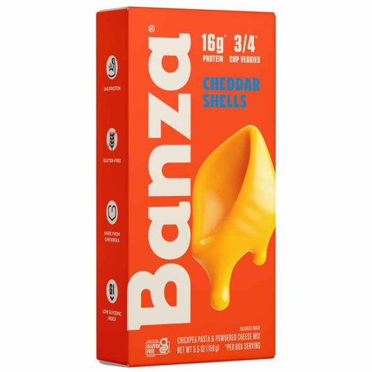 BANZA - Chickpea Mac and Cheese, Shells and Classic Cheddar, 5.5OZ ( Pack of 6)