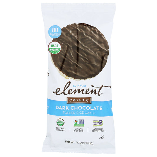 ELEMENT SNACKS - Dark Chocolate Rice Cake Snack 3.5OZ ( Pack of 6)