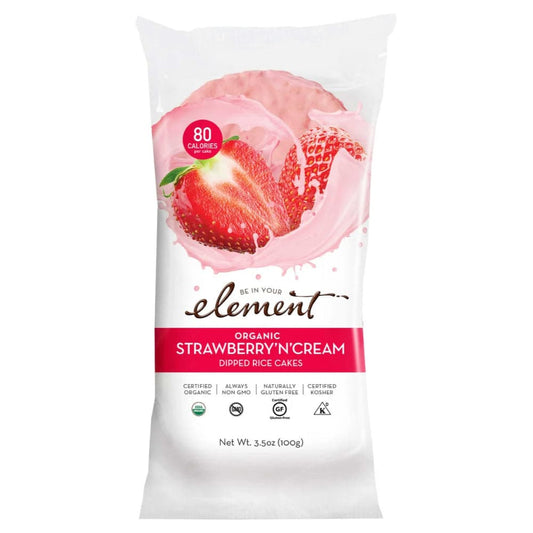 Element Snacks - Dipped Rice Cakes White Chocolate Strawberry, 3.5 Oz