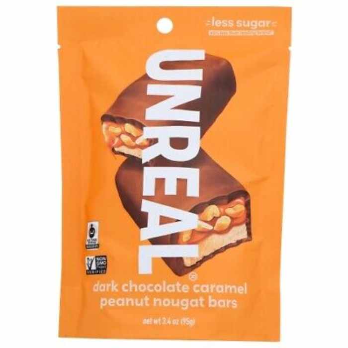 UNREAL - Dark Chocolate Caramel Peanut Nugget Bar 3.4OZ ( Pack of 6)