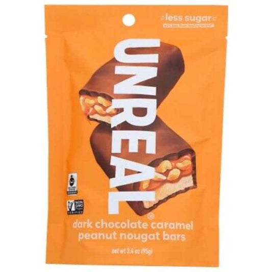 UNREAL - Dark Chocolate Caramel Peanut Nugget Bar 3.4OZ ( Pack of 6)