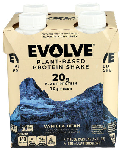 Evolve - Real Plant-Based Protein Shake Vanilla Bean, 11.0 Fl Oz X 4 Pack | Pack of 3