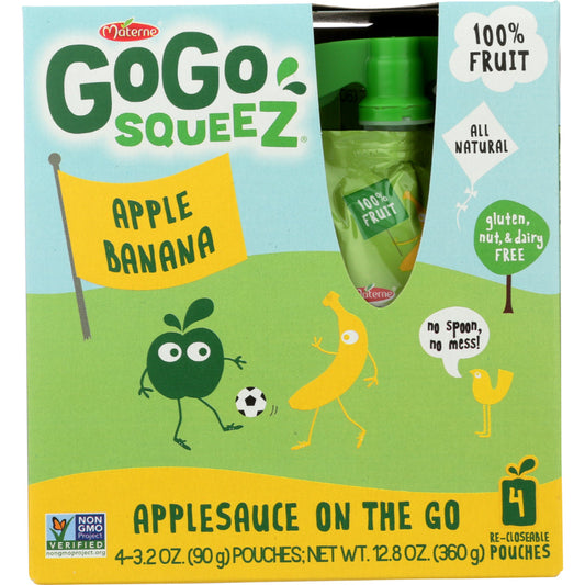 GOGO SQUEEZ - Apple Banana Applesauce On The Go 4 Pouches 12.8OZ ( Pack of 12)