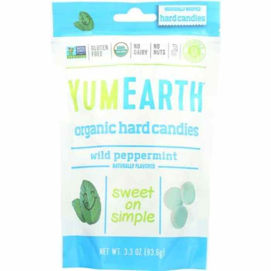 YumEarth - Candy Drops Peppermint Wild Organic, 3.3 oz | Pack of 6