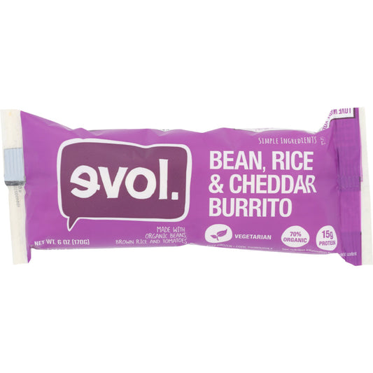 EVOL - Bean, Rice & Cheddar Burrito 6OZ ( Pack of 12)