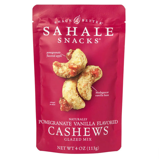 SAHALE SNACKS - Glazed Pomegranate Vanilla Cashews 4OZ ( Pack of 6)