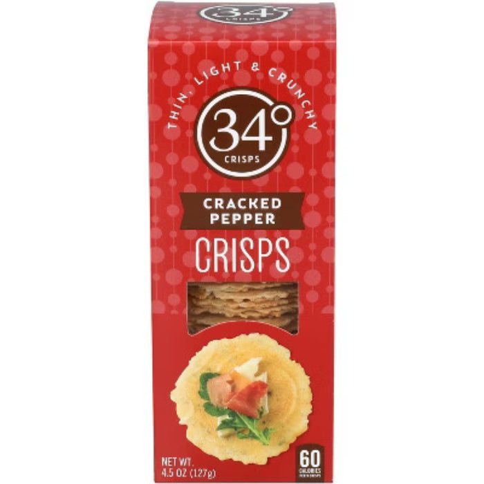34 DEGREES - Cracked Pepper Crispbread 4.5OZ ( Pack of 12)