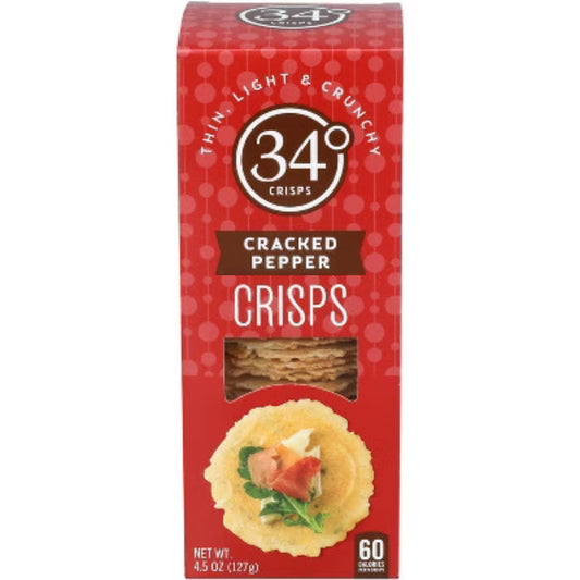 34 DEGREES - Cracked Pepper Crispbread 4.5OZ ( Pack of 12)