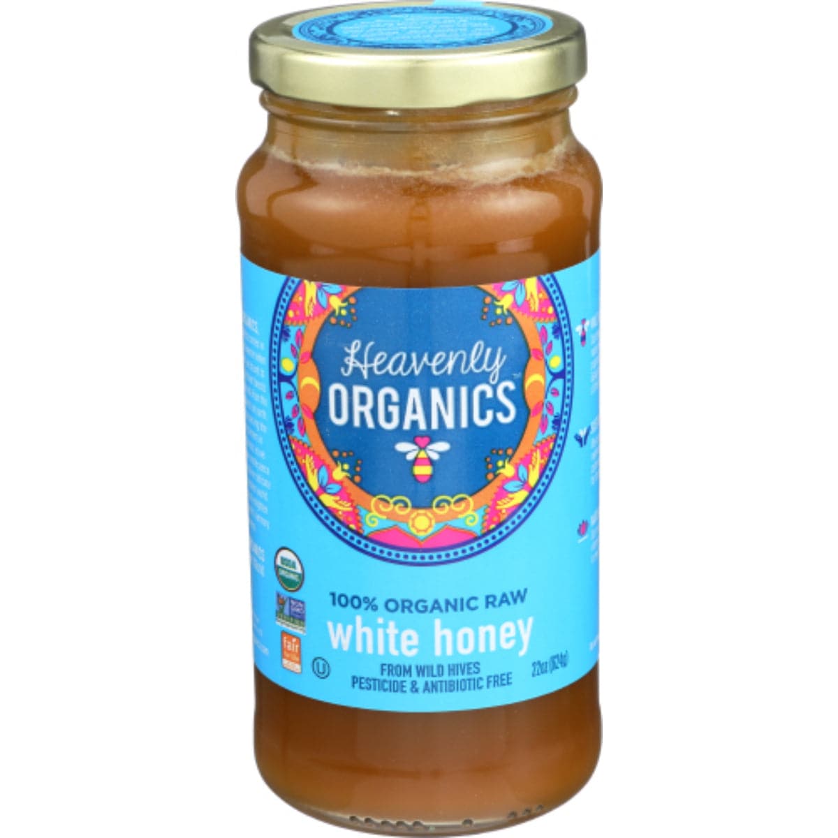 Heavenly Organics - 100% Organic Raw White Honey 22 OZ - Pack of 6