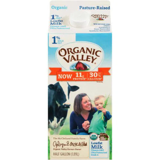 ORGANIC VALLEY - Ultra Pasteurized Lowfat Organic 1% Milk 64fo, (Pack of - 6 )