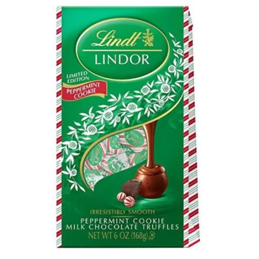 LINDT - CHOCOLATE LINDOR WIHTE PEPPERMENT BAG 8.5OZ ( Pack of 12)
