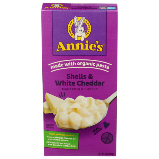 ANNIES HOMEGROWN MAC & CHS SHELL & WHT CHDR 6 OZ - Pack of 12