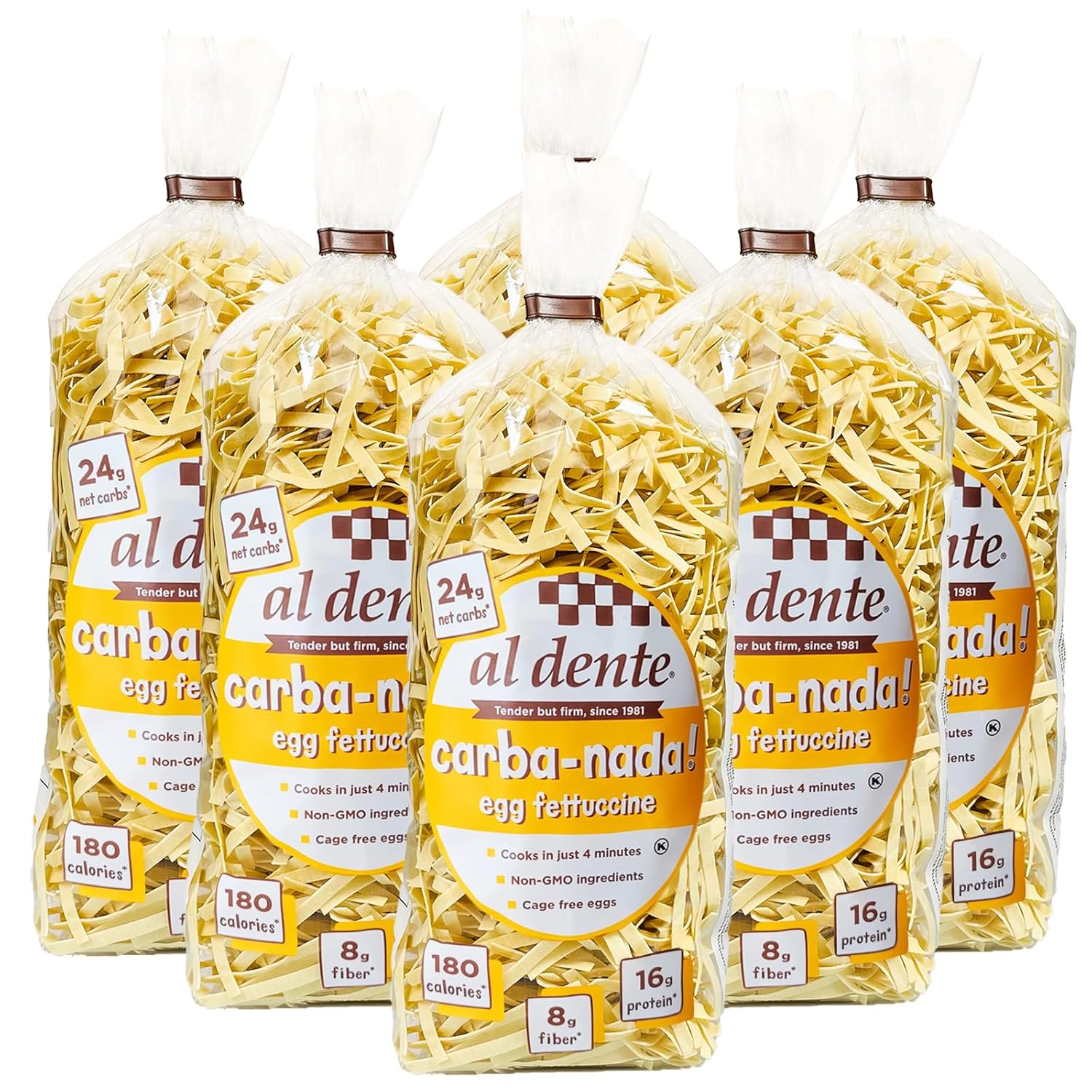 Al Dente - Carba-Nada Egg Fettuccine Noodles, 10 Oz | Pack of 6